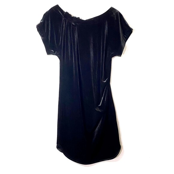 BCBGeneration Velour Ruched Pleated Neckline Mini Dress Womens XS Black Stretch - Picture 1 of 16